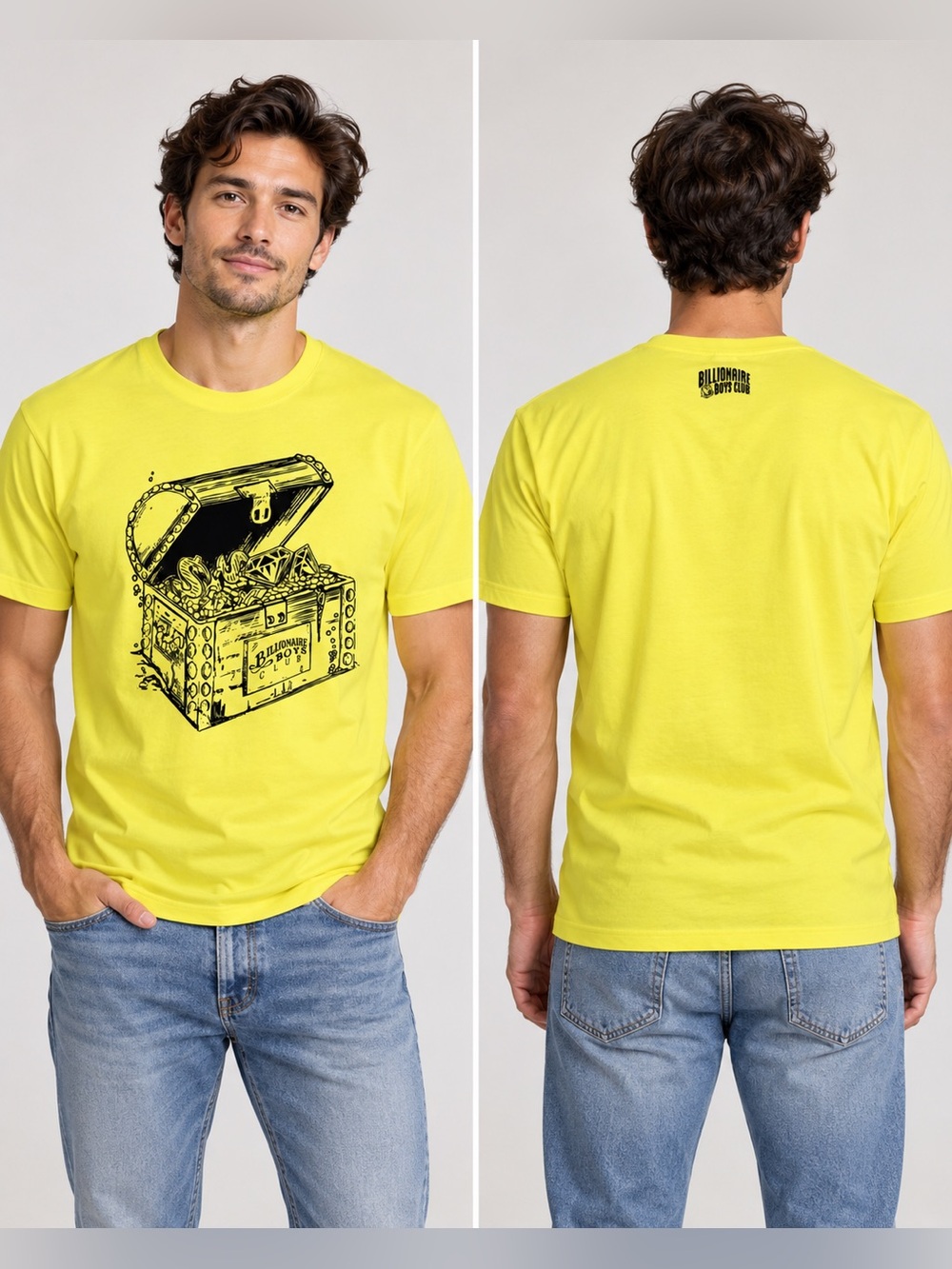 Billionaire Boys Club Large Yellow Treasure Chest Graphic T-Shirt 100% Cotton